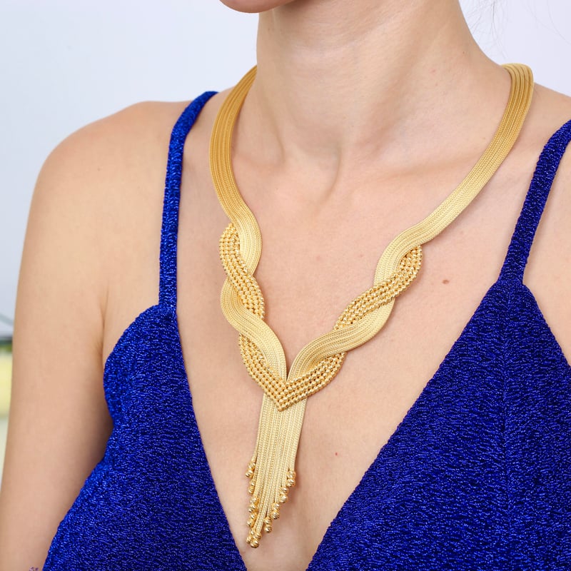 Aşk Rüyası Kalze Örgü Altın Kaplama Gümüş Takı Seti