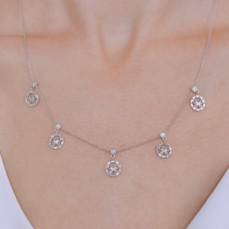 Baget Kelebeği Choker Gümüş Şans Kolye