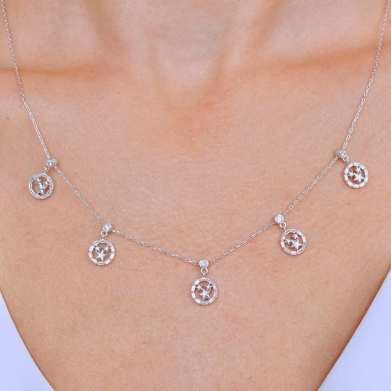 Baget Yıldızı Choker Gümüş Şans Kolye