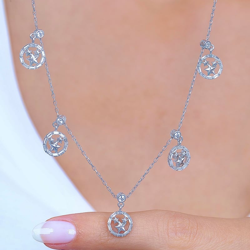 Baget Yıldızı Choker Gümüş Şans Kolye