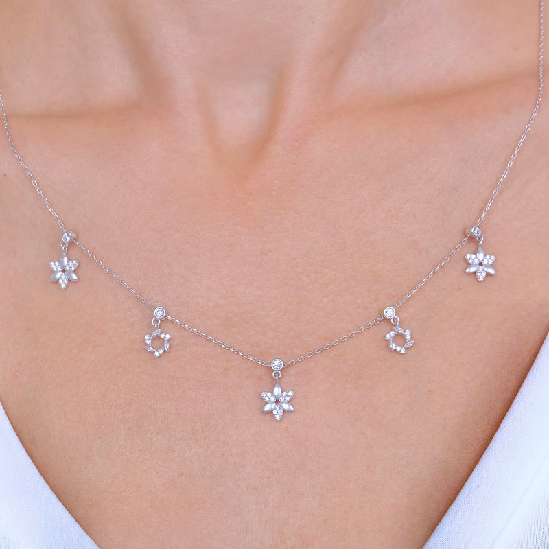 Bahar Buketi Choker Gümüş Şans Kolye