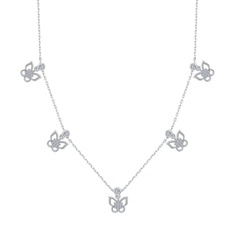 Bahar Kelebekleri Choker Gümüş Şans Kolye