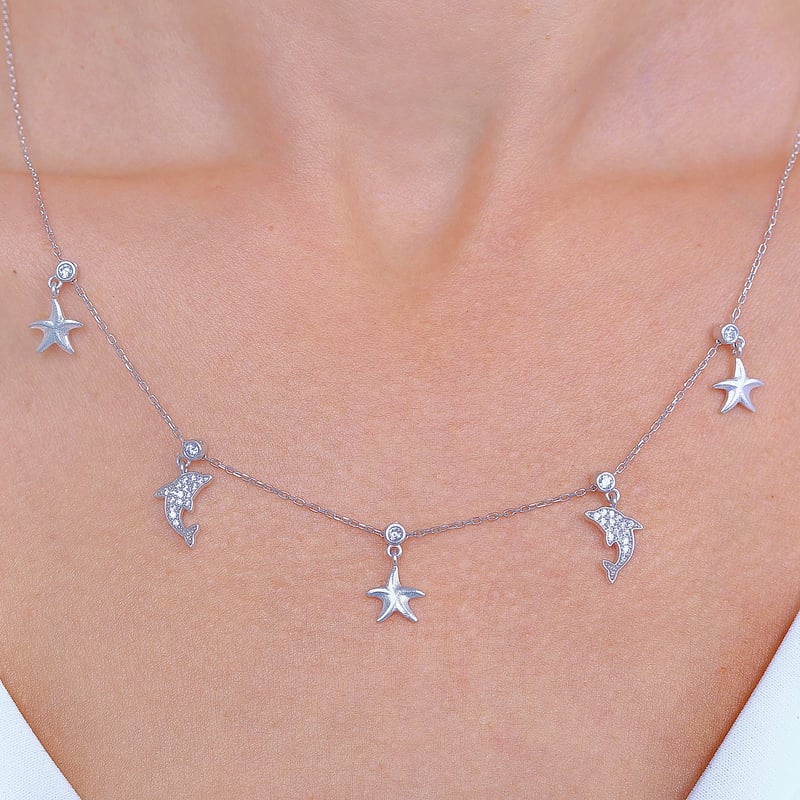 Deniz Festivali Choker Gümüş Şans Kolye