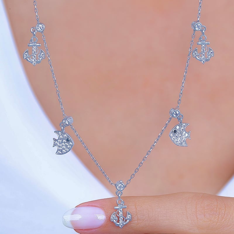 Deniz Işıltısı Choker Gümüş Şans Kolye