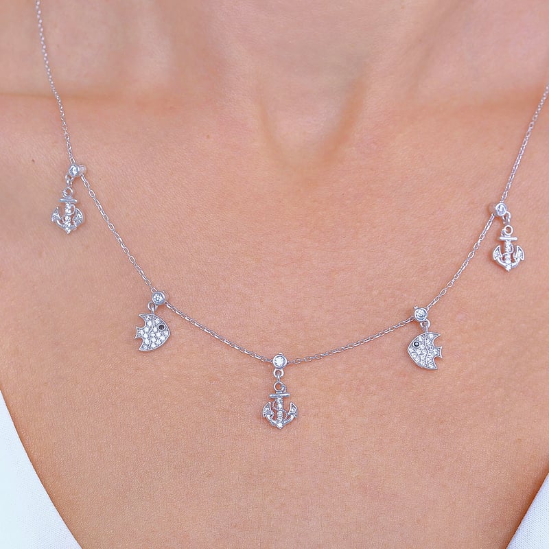 Deniz Işıltısı Choker Gümüş Şans Kolye