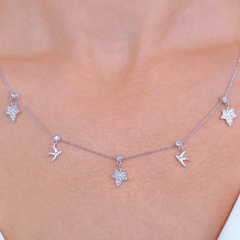 Doğanın Neşesi Choker Gümüş Şans Kolye