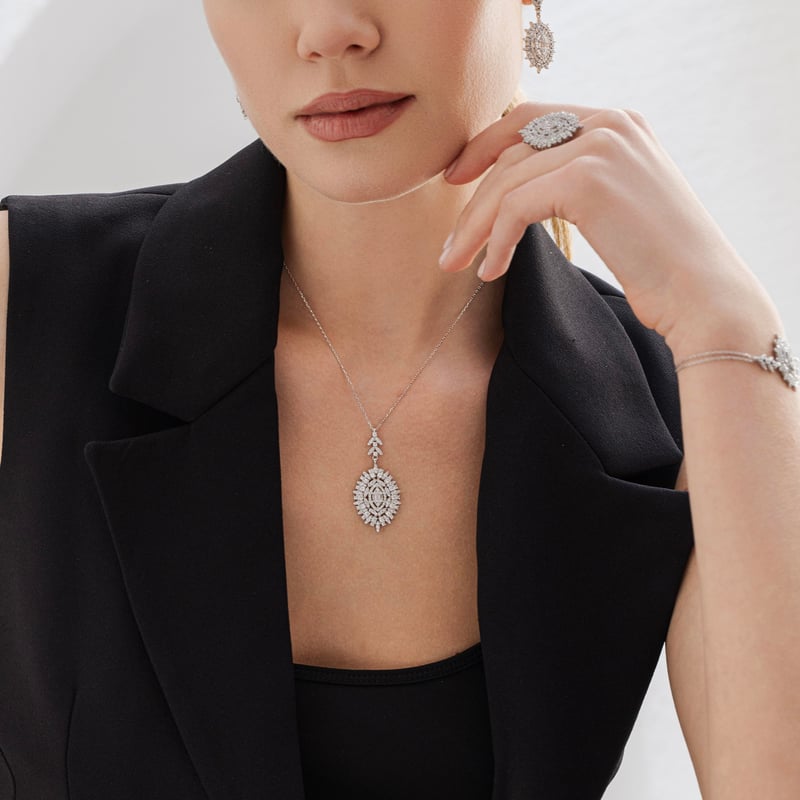 Effective Diamond Baget Efsunu Gümüş Dörtlü  Set