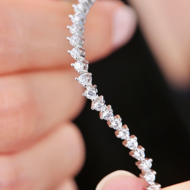 Effective Diamond Çapraz Montür 925 Ayar Gümüş Su Yolu Bileklik