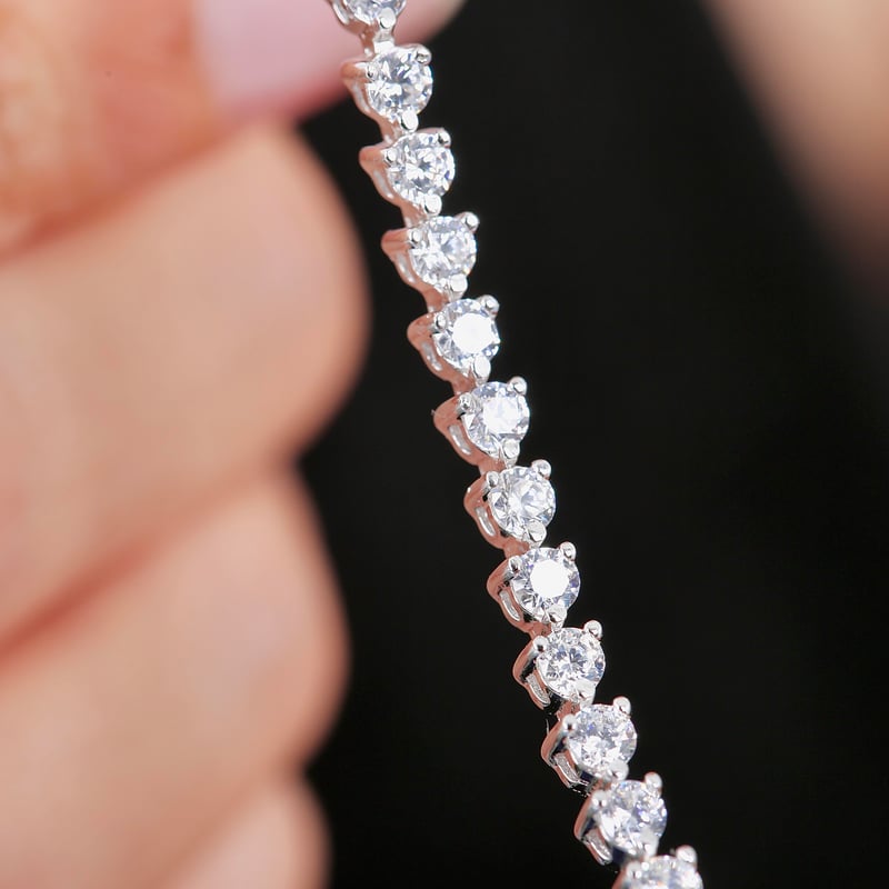 Effective Diamond Çapraz Montür Orta Boy 925 Ayar Gümüş Su Yolu Bileklik