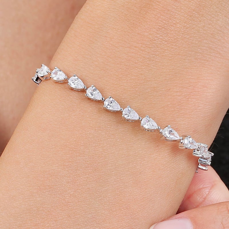 Effective Diamond Damla Işıltı 925 Ayar Gümüş Su Yolu Bileklik