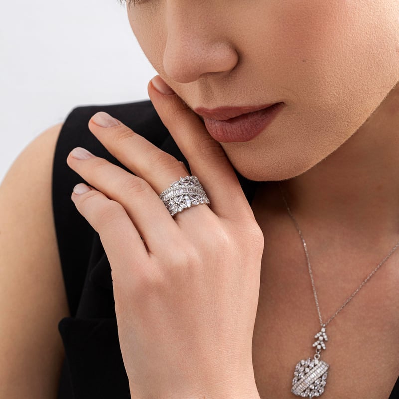 Effective Diamond Işıltı Bestesi Gümüş Dörtlü Set