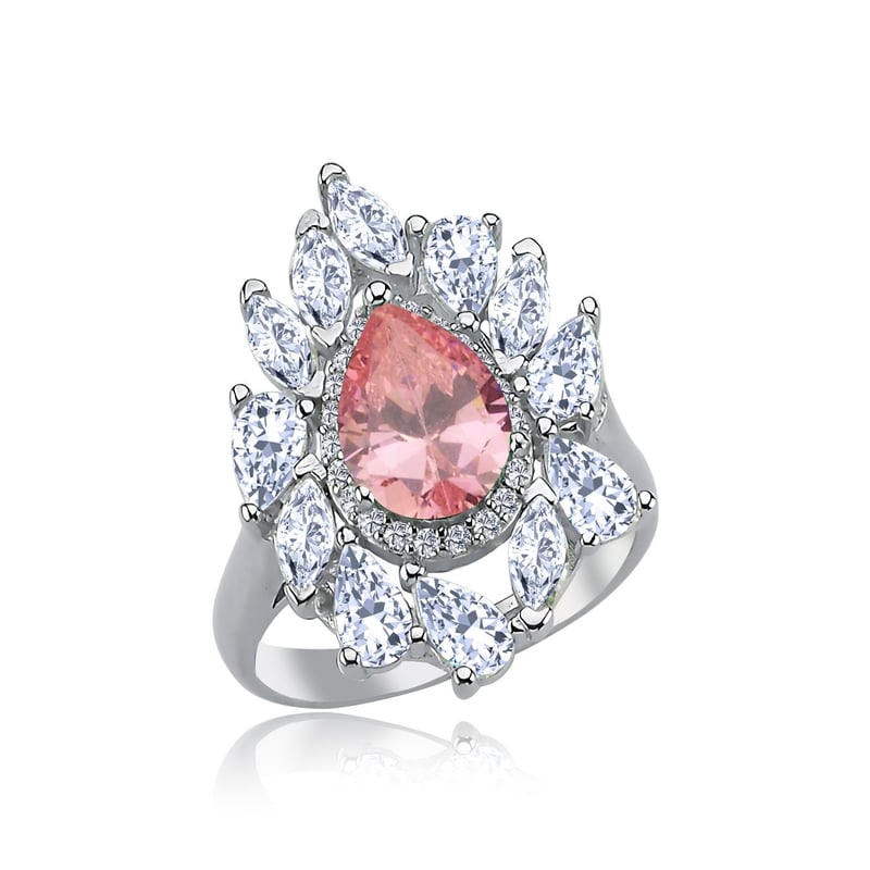 Effective Diamond İstanbul İhtişamı Pink Taşlı Gümüş Yüzük