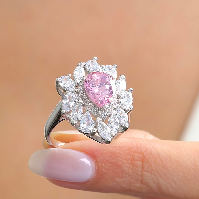 Effective Diamond İstanbul İhtişamı Pink Taşlı Gümüş Yüzük