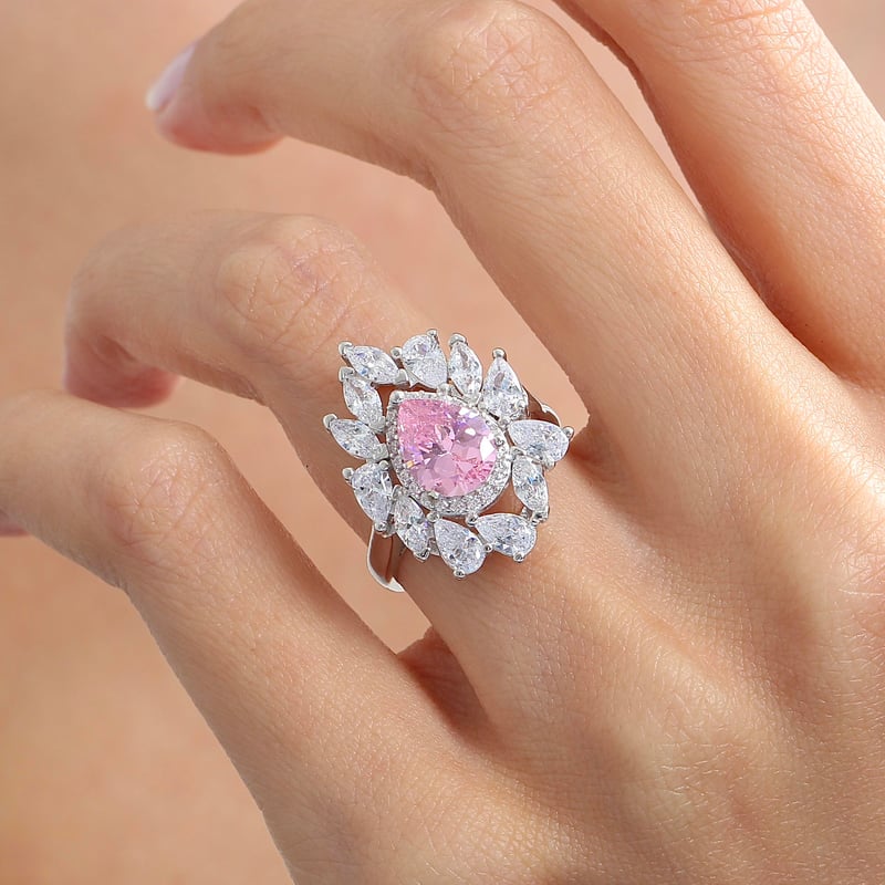 Effective Diamond İstanbul İhtişamı Pink Taşlı Gümüş Yüzük