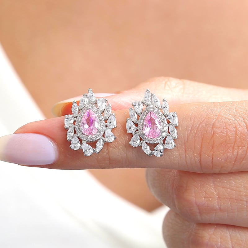 Effective Diamond İstanbul İhtişamı Pink Taşlı Gümüş Küpe