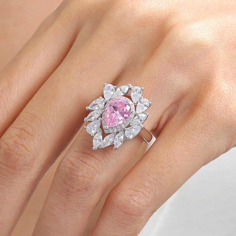 Effective Diamond İstanbul İhtişamı Pink Taşlı Gümüş Yüzük