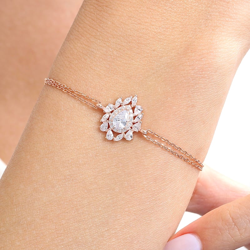 Effective Diamond İstanbul İhtişamı Rose Renk Işıltılı Gümüş Bileklik