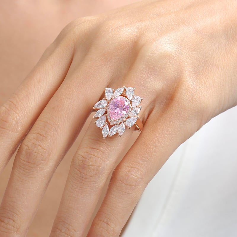 Effective Diamond İstanbul İhtişamı Rose Renk Pink Taşlı Gümüş Yüzük