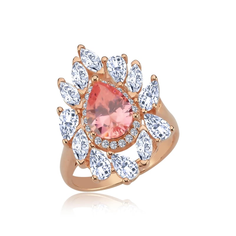 Effective Diamond İstanbul İhtişamı Rose Renk Pink Taşlı Gümüş Yüzük