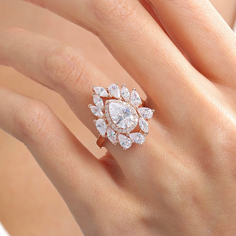 Effective Diamond İstanbul İhtişamı Rose Renk Işıltılı Gümüş Yüzük