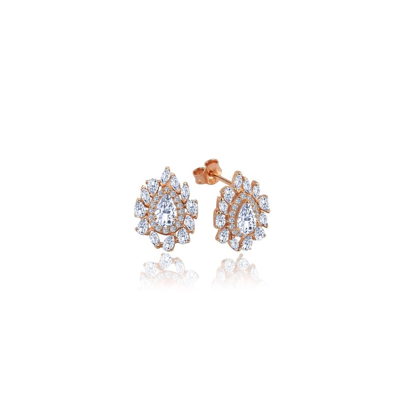 Effective Diamond İstanbul İhtişamı Rose Renk Işıltılı Gümüş Küpe