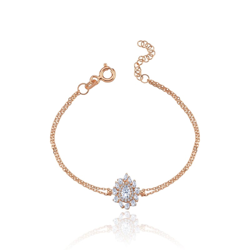 Effective Diamond İstanbul İhtişamı Rose Renk Işıltılı Gümüş Bileklik