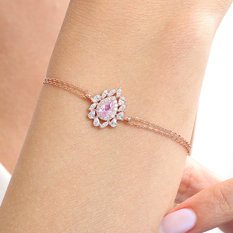 Effective Diamond İstanbul İhtişamı Rose Renk Pink Taşlı Gümüş Bileklik