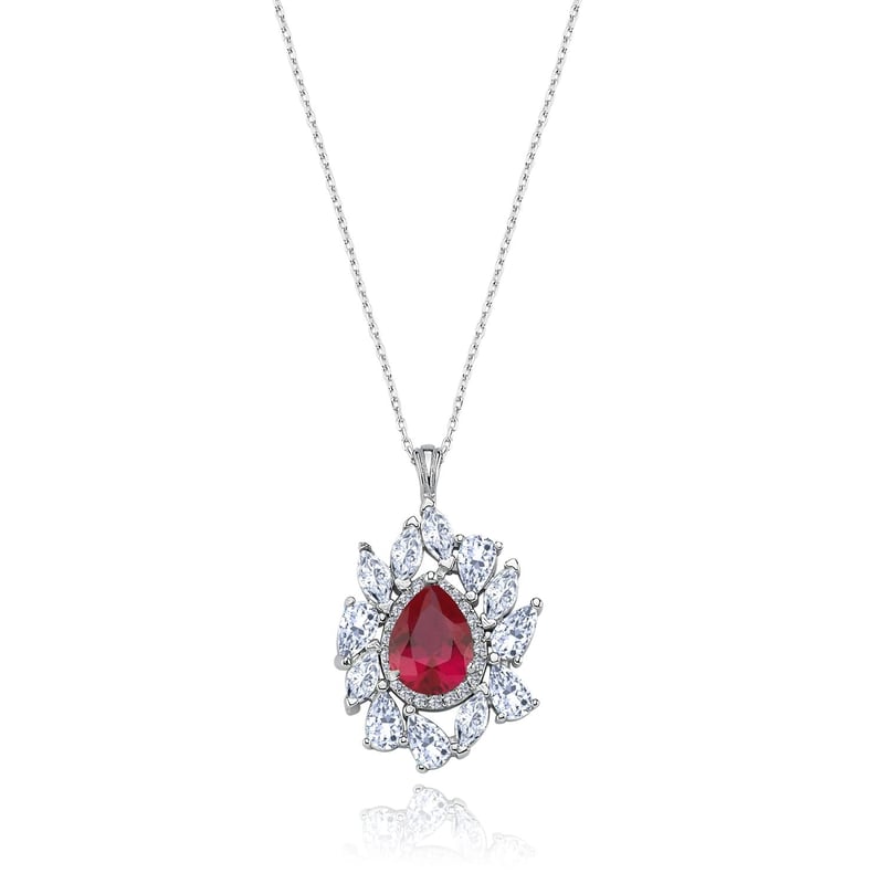 Effective Diamond İstanbul İhtişamı Sentetik Yakut Taşlı Gümüş Kolye