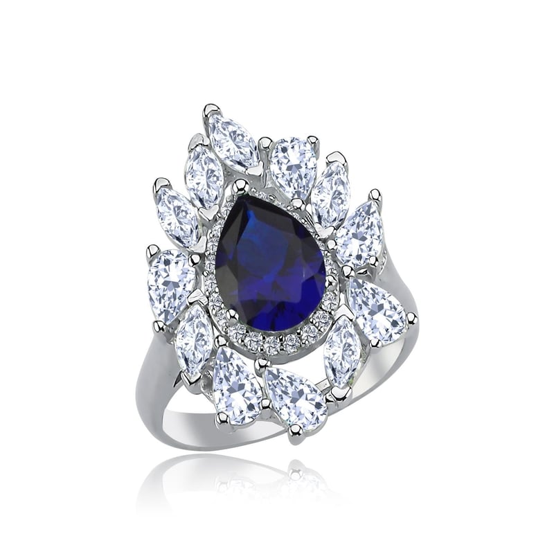 Effective Diamond İstanbul İhtişamı Sentetik Safir Taşlı Gümüş Yüzük