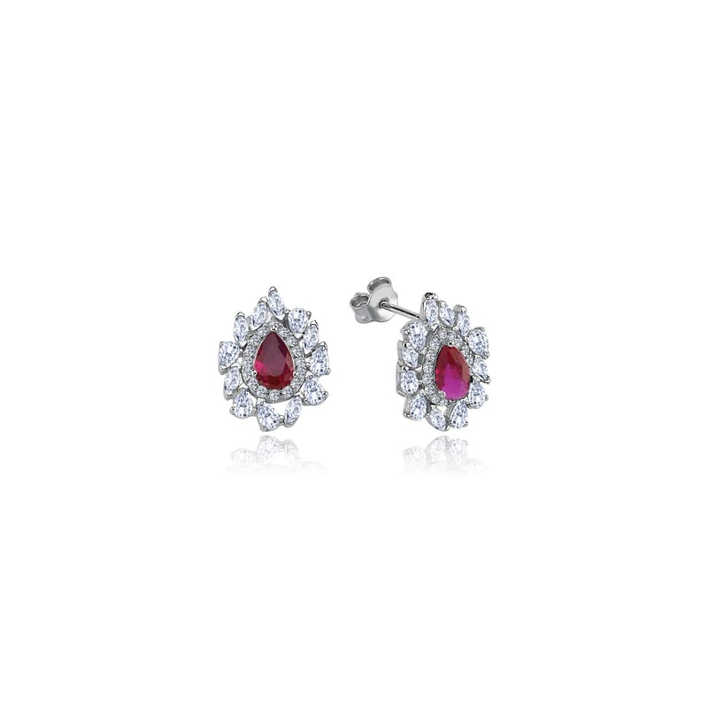 Effective Diamond İstanbul İhtişamı Sentetik Yakut Taşlı Gümüş Küpe