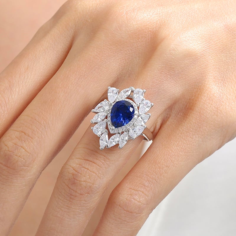 Effective Diamond İstanbul İhtişamı Sentetik Safir Taşlı Gümüş Yüzük