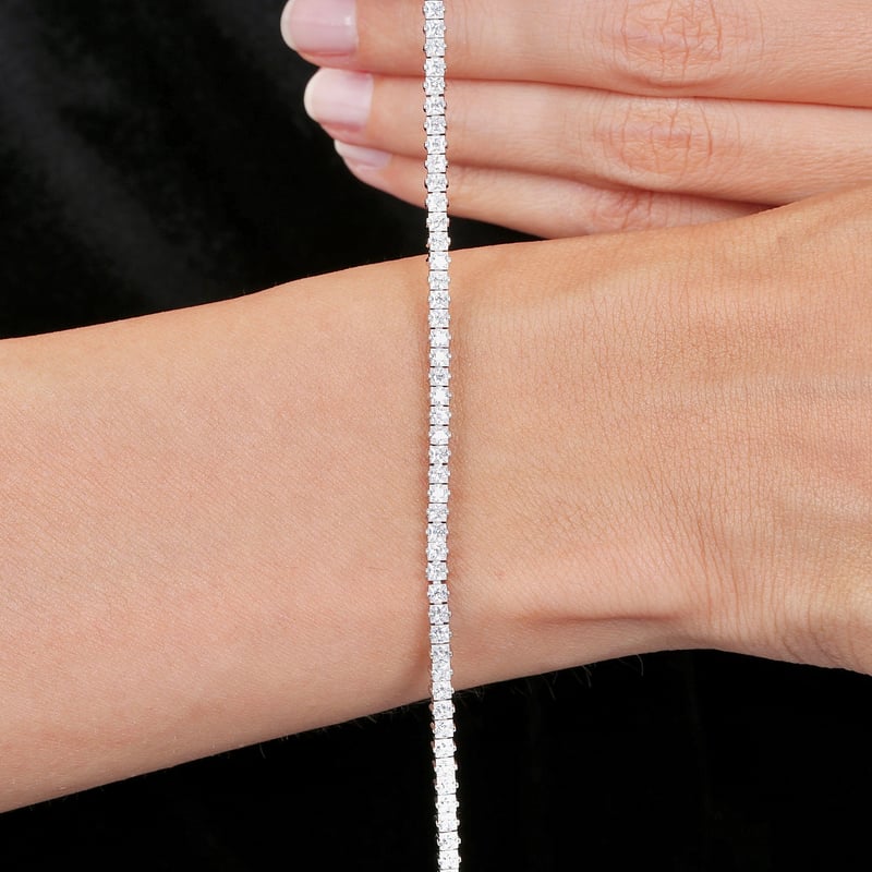 Effective Diamond Kare Asalet 925 Ayar Gümüş Su Yolu Bileklik