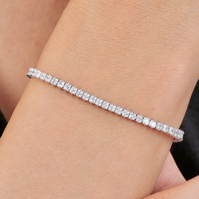 Effective Diamond Kare Asalet 925 Ayar Gümüş Su Yolu Bileklik
