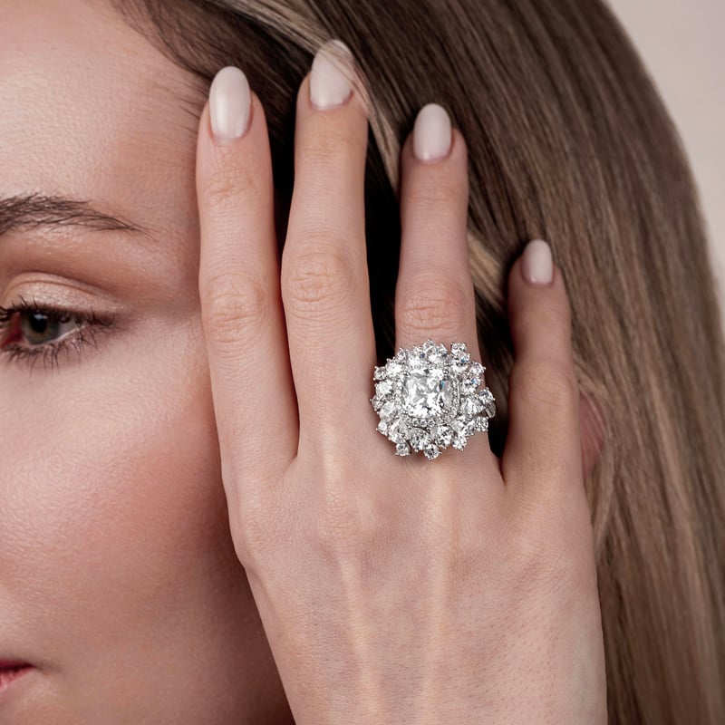 Effective Diamond Kristal Buketi Gümüş Yüzük