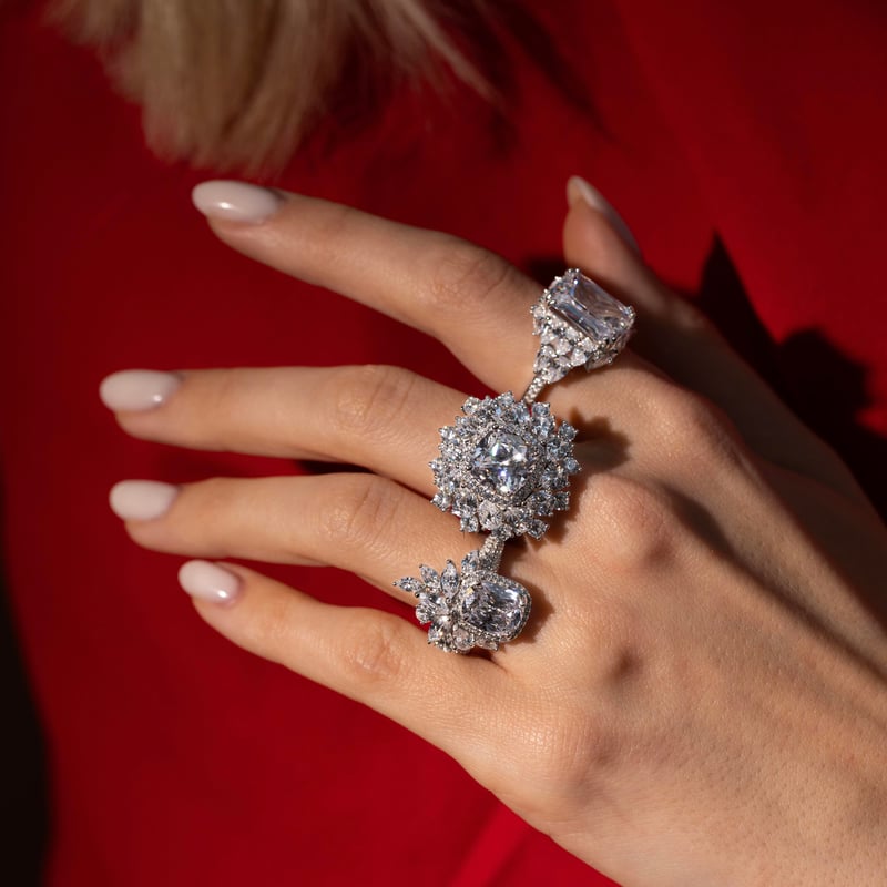 Effective Diamond Kristal Buketi Gümüş Yüzük