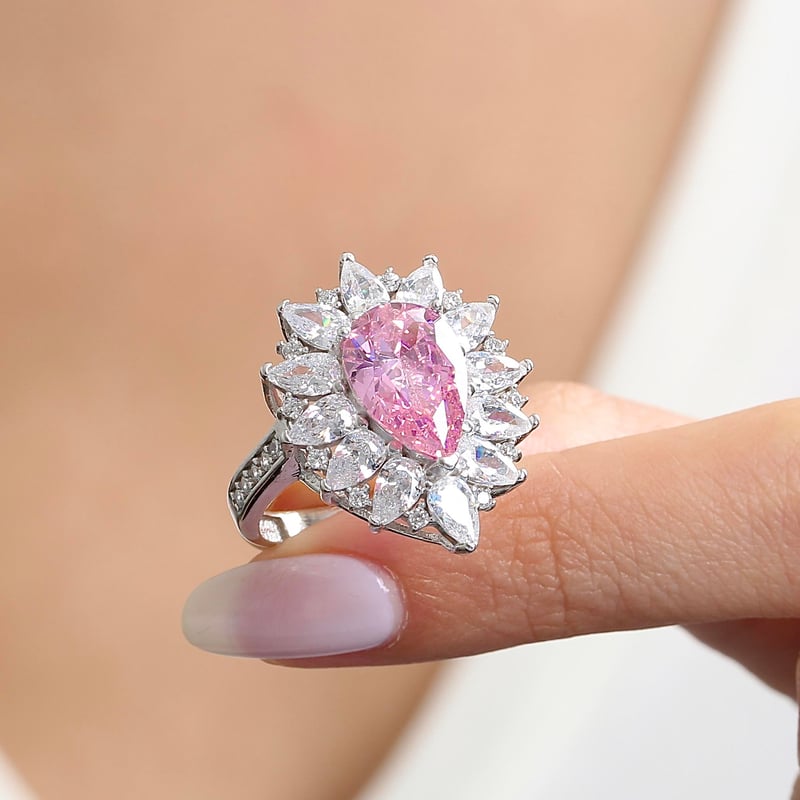 Effective Diamond Londra Tutkusu Pink Taşlı Gümüş Yüzük