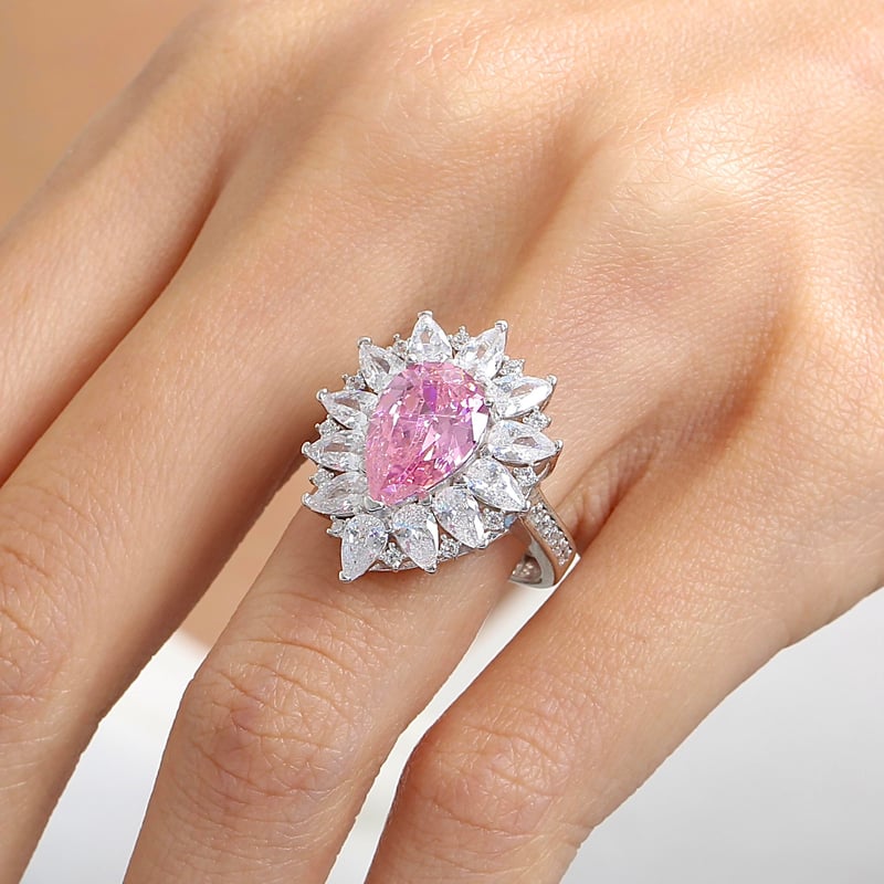 Effective Diamond Londra Tutkusu Pink Taşlı Gümüş Yüzük