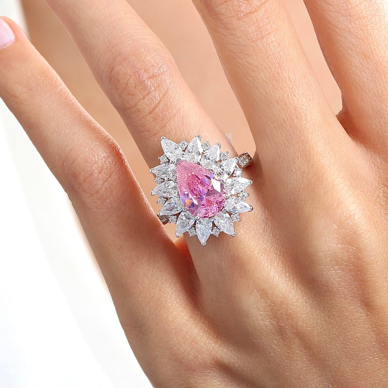 Effective Diamond Londra Tutkusu Pink Taşlı Gümüş Yüzük