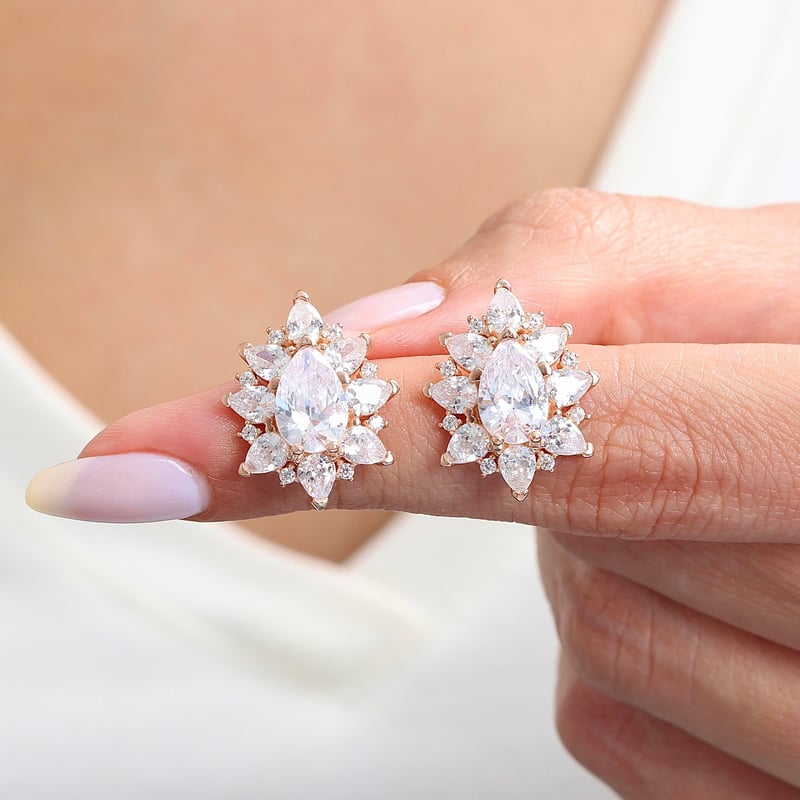 Effective Diamond Londra Tutkusu Rose Renk Işıltılı Gümüş Küpe