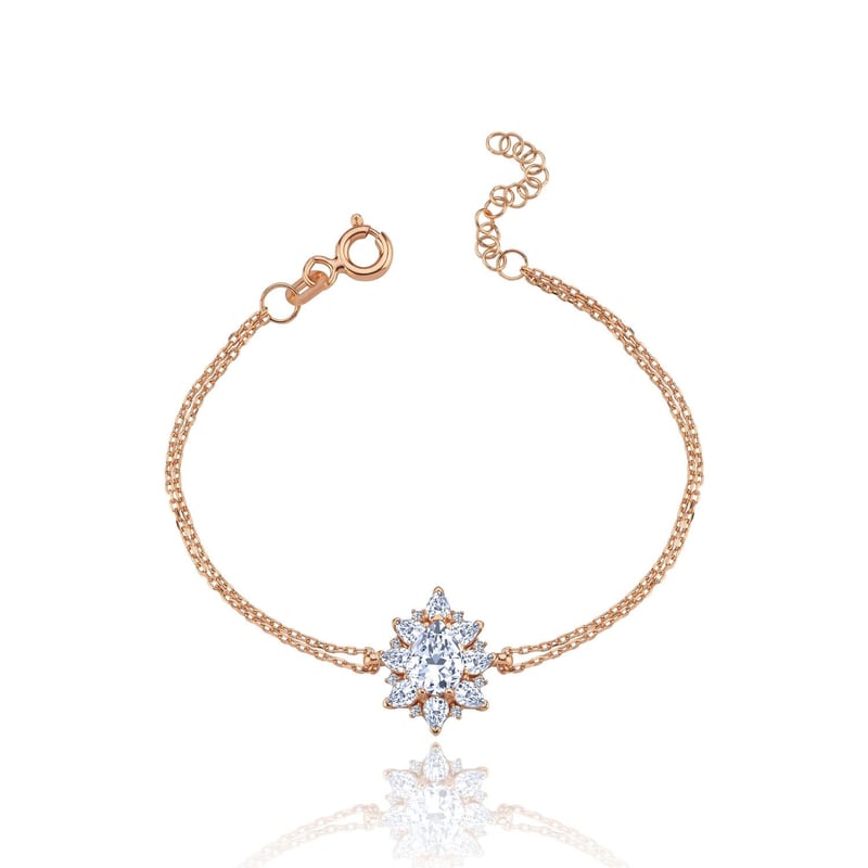 Effective Diamond Londra Tutkusu Rose Renk Işıltılı Gümüş Bileklik
