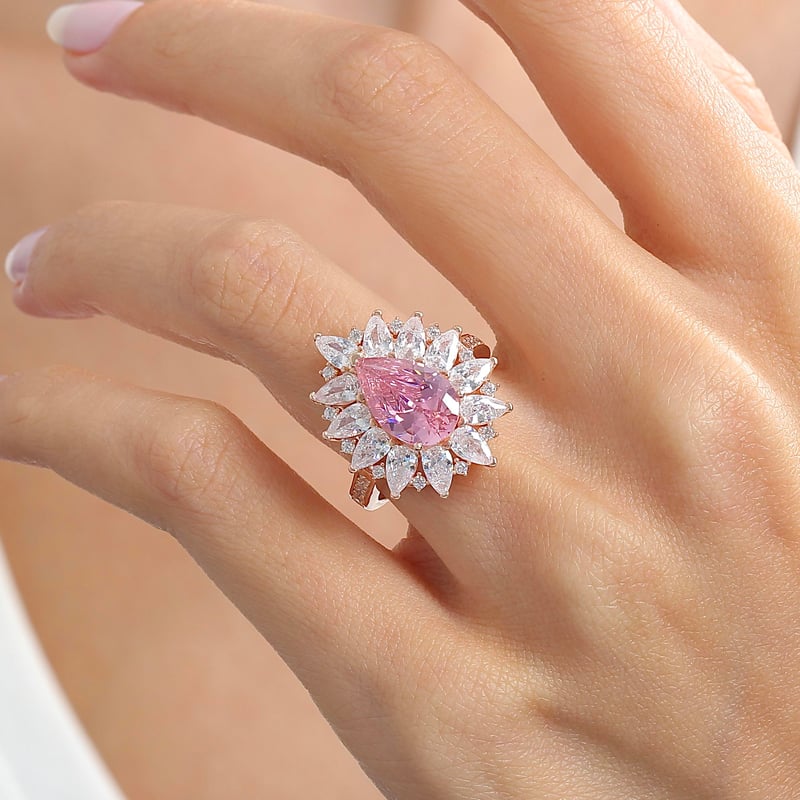 Effective Diamond Londra Tutkusu Rose Renk Pink Taşlı Gümüş Yüzük