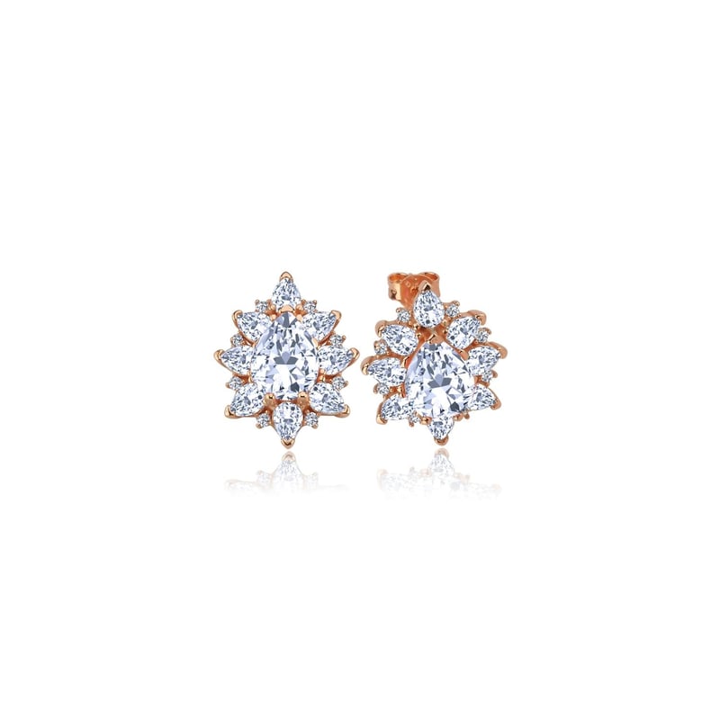 Effective Diamond Londra Tutkusu Rose Renk Işıltılı Gümüş Küpe