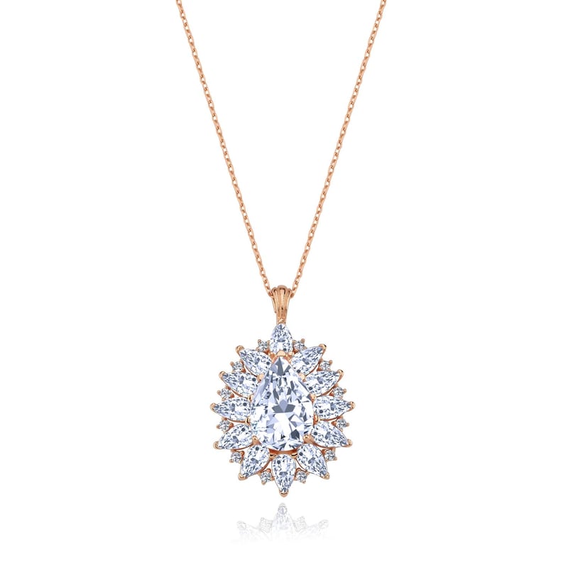 Effective Diamond Londra Tutkusu Rose Renk Işıltılı Gümüş Kolye