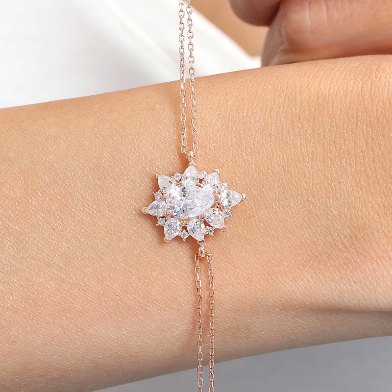 Effective Diamond Londra Tutkusu Rose Renk Işıltılı Gümüş Bileklik