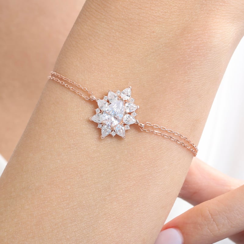 Effective Diamond Londra Tutkusu Rose Renk Işıltılı Gümüş Bileklik