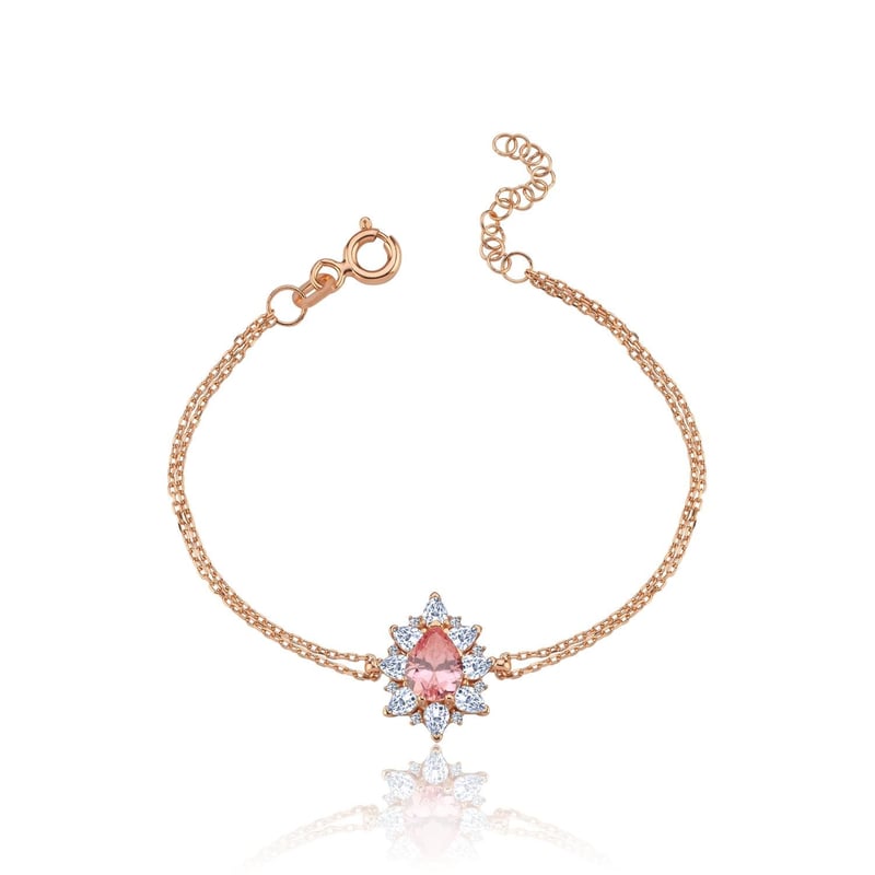 Effective Diamond Londra Tutkusu Rose Renk Pink Taşlı Gümüş Bileklik
