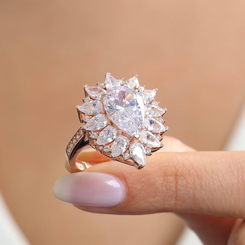 Effective Diamond Londra Tutkusu Rose Renk Işıltılı Gümüş Yüzük