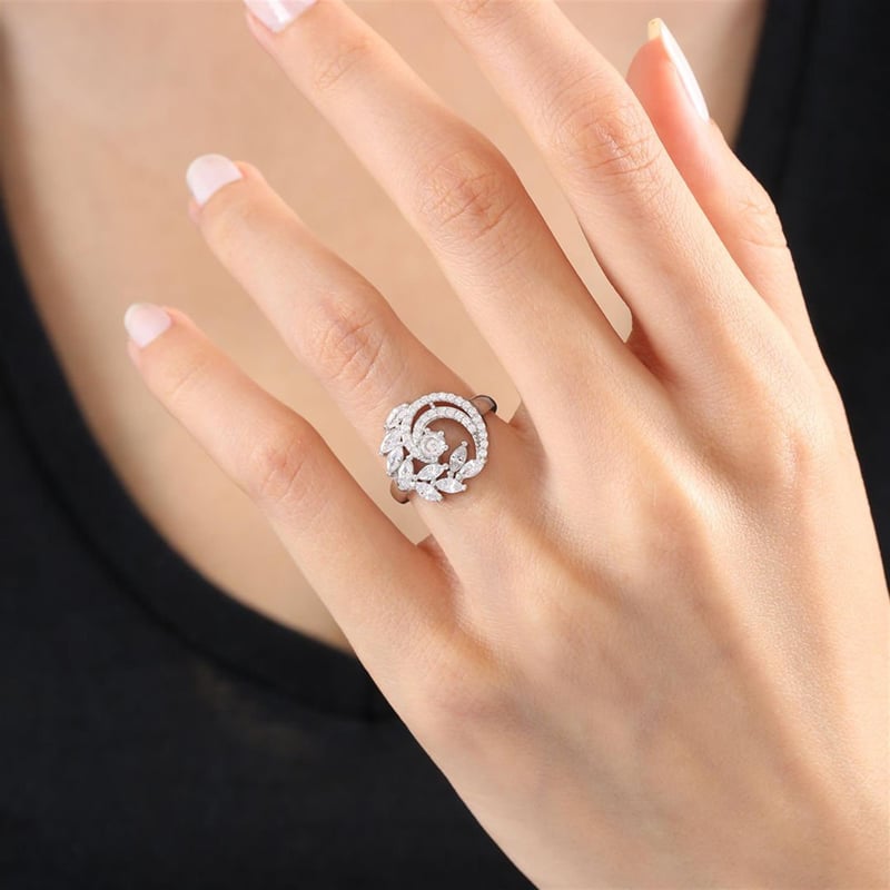 Effective Diamond Markiz Demeti Gümüş Yüzük