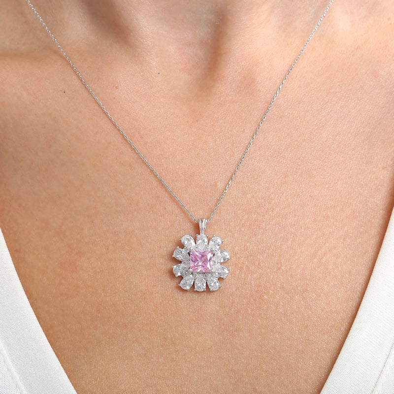 Effective Diamond Milano Rüyası Pink Taşlı Gümüş Kolye