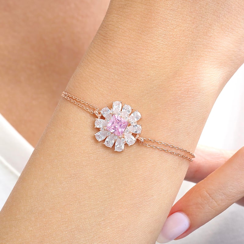 Effective Diamond Milano Rüyası Rose Renk Pink Taşlı Gümüş Bileklik